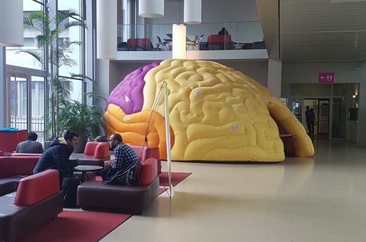 Inflatable brain for a stress workshop at EPFL during the Brain Awareness Week.